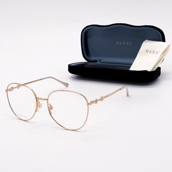 NEW GUCCI GG0880O 004 WOMEN GOLD EYEGLASSES GUCCI - Picture 2 of 11